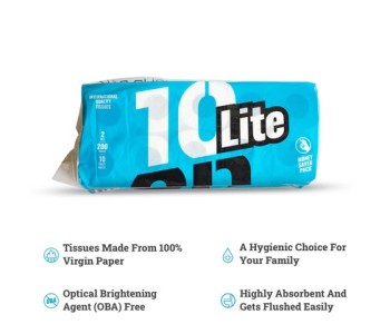 10 ON LITE 2PLY TOILET ROLLS SET OF 10 PCS